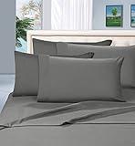 Elegant Comfort Luxury 4-Piece Bed Sheets Set on Amazon 1500 Premier Wrinkle,Fade and Stain Resistant Bed Sheet Set with Deep Pocket - Queen Grey