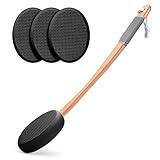 AmazerBath Lotion Applicator for Back, Feet, 4 Replacement Pads with 17" Curved Handle, Back Sunscreen Applicator for Kids, Elderly, Women, Apply Skin Cream Medicine Moisturizer Tanner, Black