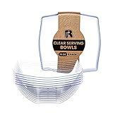 R-kay 6 Pack Square Plastic Serving Bowls - Clear Plastic bowls 16 Oz - Disposable Serving Bowls Heavy Duty For Weddings Catering And Birthday parties