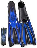 DiVLMT Fins for Swimming Adult Snorkel Fins Men Womens Scuba Flippers Diving Fins for Travel Fins for Snorkeling (Blue Black, US Men 8-8.5 | US Lady 10-10.5)
