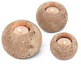 Radicaln Marble Tealight Candle Holder 4 Inch Travertine Decorative Votive Holder for Wedding, Elegant Centerpiece for Table & Earthy Room Aesthetic, Mini Candle Holders for Tabletop