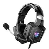 Gaming Headset with Microphone, Gaming Headphones Compatible for PS4 PS5 Xbox PC with RGB Lights, PlayStation Headset with Noise Reduction 7.1 Surround Sound Over-Ear and Wired 3.5mm Jack (Black)