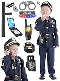 Popsunny Police Officer Costume for Kids 4-5, Cop Toys with Policeman Uniform, Sound & Light Accessories, Christmas Pretend Play Gift for Boys Girls