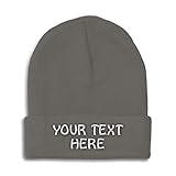 Winter Hat Beanie for Men & Women Custom Personalized Text Name Embroidery Acrylic Skull Cap Hat Dark Grey
