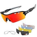BangLong Polarized Sports Sunglasses Cycling Sun Glasses for Men Women with 5 Interchangeable Lenes for Running Baseball Golf