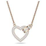 SWAROVSKI Lovely Necklace, Heart, White, Rose-gold tone Finish