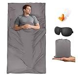 BREENHILL Sleeping Bag Liner, Camping Sheets & Travel Sheet, Hostels & Traveling Adult Sleep Sack for Backpacking, Hotels Lightweight Single & Double Camping Sleeping Bag Liners Grey