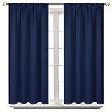 BGment Blackout Curtains for Bedroom 45 Inch Length - Room Darkening Drapes Thermal Insulated with Rod Pocket for Short Living Room Kitchen Bathroom Window, 42 x 45 Inch, 2 Panels, Navy Blue