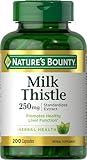 Nature's Bounty Milk Thistle Capsules, Herbal Supplement, 250 mg per Serving, 200 Count
