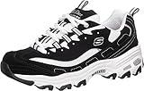 Skechers Sport Women's D'Lites Memory Foam Lace-up Sneaker,Biggest Fan Black/White,7.5 M US