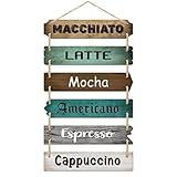 Chunful Coffee Bar Decor Coffee Signs Wooden Rustic Vintage Hanging Wall Art Decorative Signs Plaques for Bar Farmhouse Station Home Kitchen Office,21.3 x 11.2 Inches
