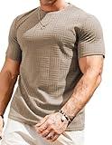 JMIERR Mens Casual Knit Classic Short Sleeve Tees Crewneck Basic T Shirts for Men, US43(L), Beige