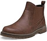 Jousen Mens Boots Retro Chelsea Boots Mens Casual Slip On Boots for Men(AMY8121A Brown 10.5)