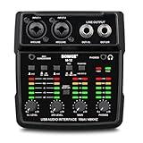 BOMGE M12 USB Audio Interface, 2-Channel Mixer, XLR/3.5mm Input, 48V Power Supply, Sound Card for PC Recording, Studio, Live Show, Karaoke, Plug&Play