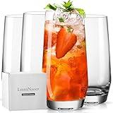 LmmNaoer 18 Ounce Highball Drinking Glasses Set of 4, Large Tall Cups, Lead-Free Crystal Tall Drinking Water Glasses, Cocktail Bar Glassware for Rocks, Juice, Beer, Beverage