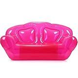 Kigley Inflatable Chair Blow Up Couches Transparent Inflatable Sofa Seat Yard Patio Portable Air Couch Furniture for Outdoor Indoor Camping Beach Room(Double Seat,Pink)