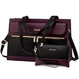 LOVEVOOK Laptop Bag for Women 15.6 Inch Tote Work Professional Leather Computer Briefcase Waterproof Handbag Shoulder Large Capacity Business Teacher Office Crossbody Purse