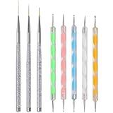 5 Pcs Dotting Pens with 3 Pcs Nail Art Liner Brushes, Nail Art Design Tools
