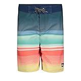 Quiksilver Boys' Boardshorts with UPF 50+ Sun Protection, Quick Dry Swim Shorts, Navy Stripe, 8