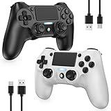 Matbip 2 Pack wireless controller for P4, wireless P4 controller with dual vibration, Turbo, type-c port (Black and White) Radio