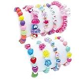 SIELEVIN 9 PCS Cute Kids Bracelets for Girls Pink LOVE Beaded Bracelets Little Girls Costume Jewelry Princess Party Favors Pretend Play Birthday Easter Christmas Valentines Toddler Jewelry