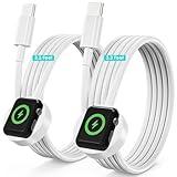 Upgraded 2 Pack for Apple Watch Charger USB C Cable, [MFi Certified] iWatch Charger Fast Charging 3.3FT Magnetic Cord Compatible with iWatch Series 10 /Ultra 2/Ultra/SE 2/SE/9/8/7/6/5/4/3/2/1-White