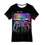Boys Girls Neon Shirt Short Sleeve Cool 3D Graphic Game Computer Print Neon Game Summer Tees Tops for 8-12 Years