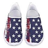Belidome USA Stars Stripes Flag Slip on Walking Shoes for Women Men Stylish Sneakers American Patriotic Fourth of July Memorial National Independence Day Footwear