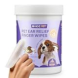 HICC PET Dog Ear Wipes Finger 50 Count Dog Ear Cleaner Wipes for Dogs & Cats, Dog Ear Infection Treatment to Relieve Ear Itching & Inflammation, Remove Ear Wax, Dirt, Smelly - Fresh Coconut Scent