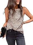Dokotoo Womens Tops Dressy Casual Leopard Print Crewneck Sleeveless Slim Fit Summer Lightweight Tank Tops Leopard Large
