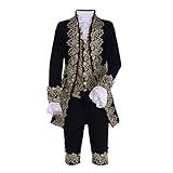 MelangCos Men's Victorian Costume Rococo Costume Suit Prince Cosplay Regency Costume for Halloween (Black, M)