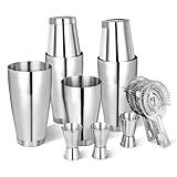 Boston Shaker Cocktail Set Bartender Kit, 12 Pcs Drink Shaker with Strainer Bartending Martini Shaker Tin with 18oz & 28oz Mixed Alcohol Shaker Professional Stainless Steel Bar Tool for Beginner