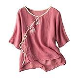 JEUROT Womens Short Sleeve Tops High Neck Cap Sleeve Shirt Comfy Business Work Blouses Tunic Tops Summer Cute Tees Outfits 2025 Women's Clothing (XXXL/6) Hot Pink