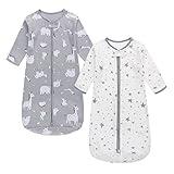Miracle Baby Long Sleeve Sleep Sack 6-12 Months 2 Pack Wearable Blanket Baby 100% Cotton Sleeping Bag for Newborn Infant Toddler