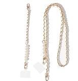 cioatu Universal Phone Strap Cell Phone Lanyard Crossbody Neck Strap Phone Charms with 2× Tether Tab, 1× Wrist Strap, Leather Cross Body Phone Chain for Most Phones Bag Purse (White)