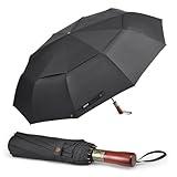 G4Free 54 Inch Large Compact Windproof Golf Umbrella for Rain Oversized Auto Open Close Folding Travel 10 Ribs Vented Double Canopy Umbrella for Women Men (Black)