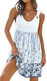 ETCYY NEW Womens Summer Dresses Tiered Swing A Line Short Sundresses Beach Cover Up Dress Blue Floral