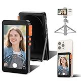 Selfie Monitor Screen for iPhone, Magnetic Screen Mirroring Back Camera Monitor with Desktop Stand 3-Level Brightness Bluetooth Focus Selfie Monitor Screen for YouTube Vlog Live Stream TikTok (Black)