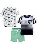 Simple Joys by Carter's Baby Boys' 3-Piece Playwear Set, Green/Grey Monster Trucks/Navy Stripe, 18 Months