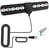 Antenna TV Digital Indoor,360°Reception,Support 4K 1080p, Detachable Signal Amplifier-Signal Booster,10ft Coaxial HDTV Cable, Portable HD TV Antenna