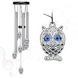 Virekm Windchimes Outdoors Clearance, Door Chime Wind Chimes for Outside Sympathy Wind Chimes for Patio Decoration, Garden Decor. Zen Garden Decor(Blue Evil Eye Owl)
