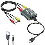 Setuact RCA to HDMI Converter, AV to HDMI for Xbox,PS One,PS2,PS3,N64,Wii,VCR,VHS,STB,Blue-Ray DVD Players,TV, 720p,1080p, Support PAL, NTSC, SECAM, Plug and Play, 5V Power, 22 Pins, 8 Channels