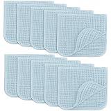 Comfy Cubs Muslin Burp Cloths Set Large 100% Cotton Hand Washcloths for Babies, Baby Essentials 6 Layers Extra Absorbent and Soft Boys & Girls Baby Bibs & Burp Cloths Set (Sky Blue, 10-Pack, 20" X10")