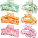 Cician Hair Claw Clips for Women Girls,6PCS Beach Hair Accessories,Square Cute Claw Clips for Thick Thin Hair Stuff,Big Womens Hair Clips for Hair Claws,Summer Essentials Hair Clups (colorful)