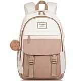 WINDARS School Backpack for Teen Girls, Cute College Backpacks for Women Students Aesthetic Bookbag Large 15.6 Inch Laptop Bag Middle School Travel Back Pack (Khaki Beige)