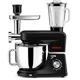COOKLEE 6-IN-1 Stand Mixer, 8.5 Qt. Multifunctional Electric Kitchen Mixer with 9 Accessories for Most Home Cooks, SM-1507BM (Black)