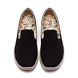 UIN Men's Slip Ons Color Loafers Canvas Lightweight Sneakers Walking Casual Art Painted Travel Shoes Barcelona Canvas Black (10)