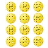 Navona 12 Pack Premium 40-Holes Yellow Outdoor Pickleball Balls, Meet USAPA Official Requirement, Perfectly Balanced, High Bounce True Flight, Durable Outdoor Pickleball Set