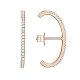 PAVOI 14K Rose Gold Plated 925 Sterling Silver Post Minimalist Suspender Ear Cuff Earrings for Women | Cubic Zirconia Wrap Earlobe Studs