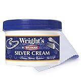 Wright's by Weiman Silver Cleaner and Polish Cream with Polishing Cloth, Ammonia-Free, Gently Clean & Remove Tarnish without Scratching